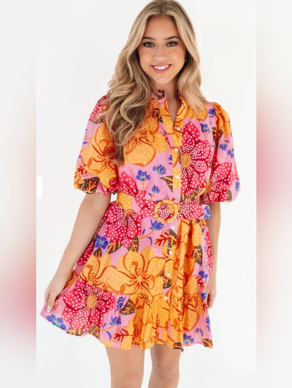 J. Marie The Emerson Belted Dress Women's Size Medium 100% Cotton NWOT
